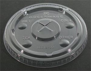 FLAT X-SLOT LID FOR 9,12,20 OZ GREENWARE CUP PLA